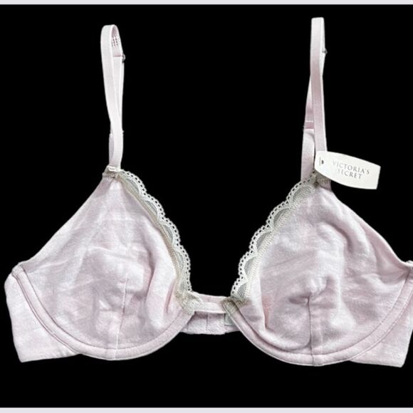 Victoria’s Secret Very Sexy Unlined Plunge underwire lace trim  bra pink  34B - Picture 4 of 6